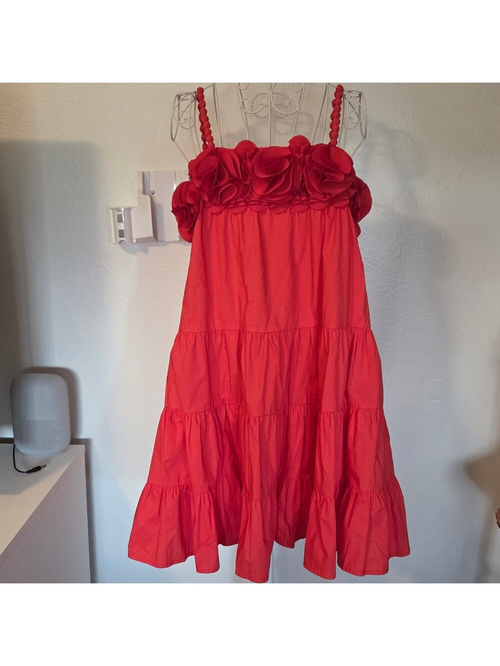 Heyson Red Floral Strap Tiered Dress with Pockets small